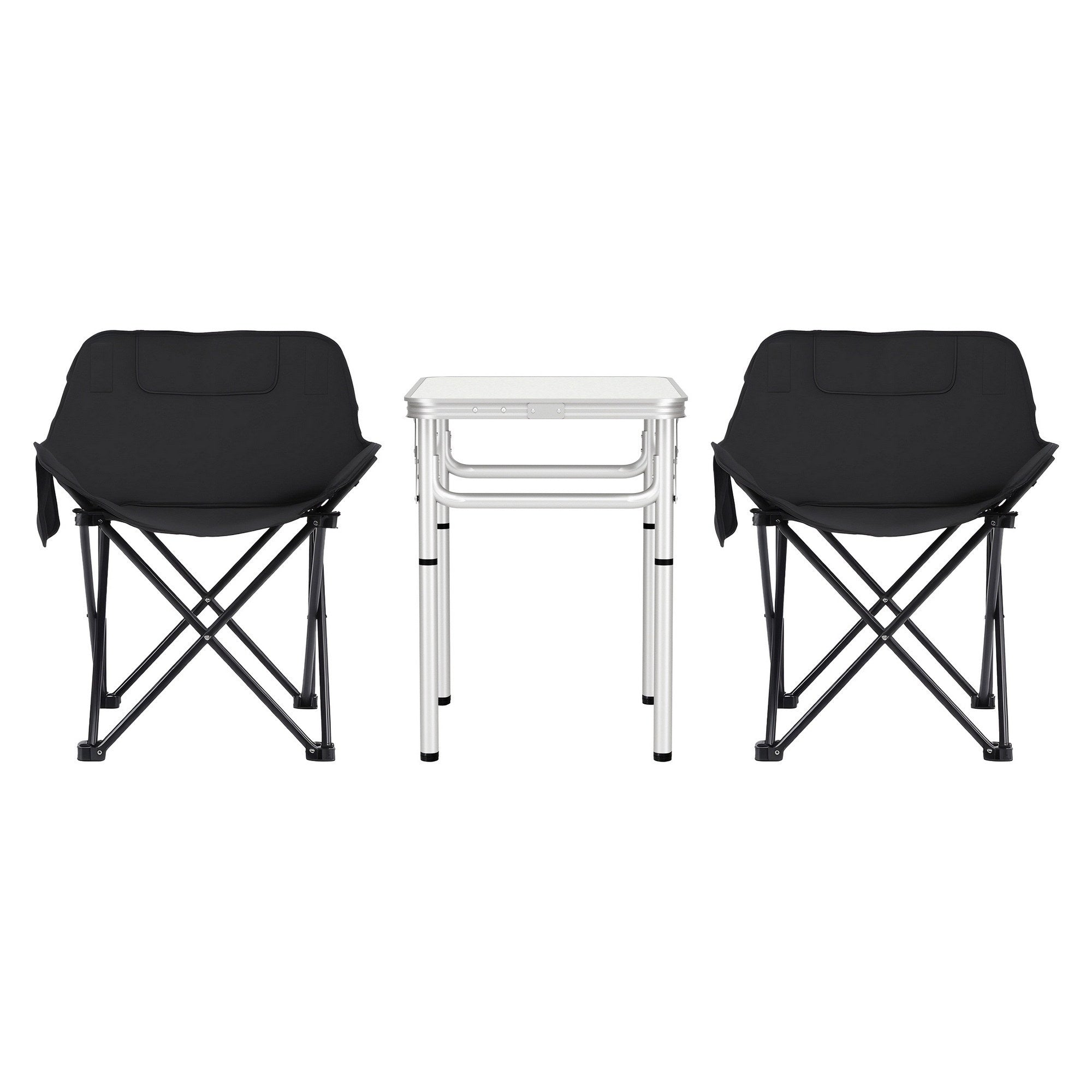 Weisshorn 3pc Camping Table Chair Set Outdoor Folding Aluminium Portable Picnic CAMP-MOON-BKX2-MDF-60