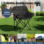 Weisshorn 3pc Camping Table Chair Set Outdoor Folding Aluminium Portable Picnic CAMP-MOON-BKX2-MDF-60
