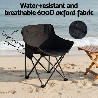 Weisshorn 3pc Camping Table Chair Set Outdoor Folding Aluminium Portable Picnic CAMP-MOON-BKX2-MDF-60