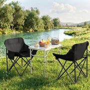 Weisshorn 3pc Camping Table Chair Set Outdoor Folding Aluminium Portable Picnic CAMP-MOON-BKX2-MDF-60