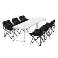 Weisshorn 7pc Camping Table Chair Set Outdoor Folding Aluminium Portable Picnic CAMP-MOON-BKX6-MDF-240