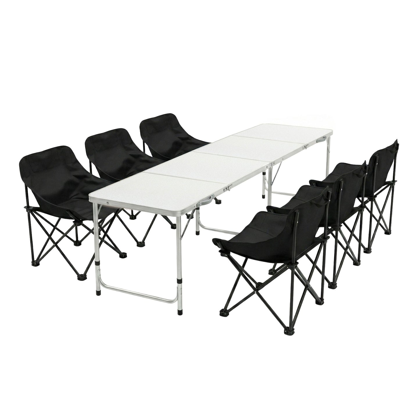 Weisshorn 7pc Camping Table Chair Set Outdoor Folding Aluminium Portable Picnic CAMP-MOON-BKX6-MDF-240