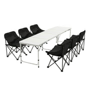 Weisshorn 7pc Camping Table Chair Set Outdoor Folding Aluminium Portable Picnic CAMP-MOON-BKX6-MDF-240