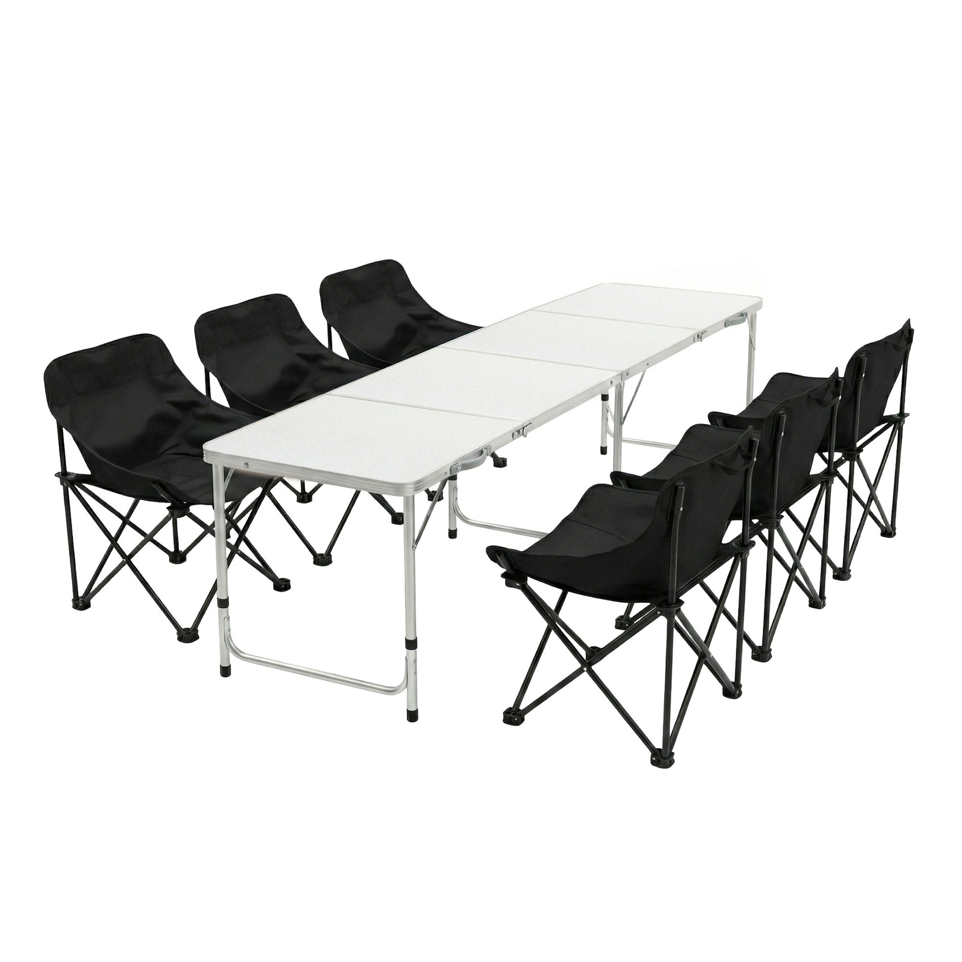 Weisshorn 7pc Camping Table Chair Set Outdoor Folding Aluminium Portable Picnic CAMP-MOON-BKX6-MDF-240