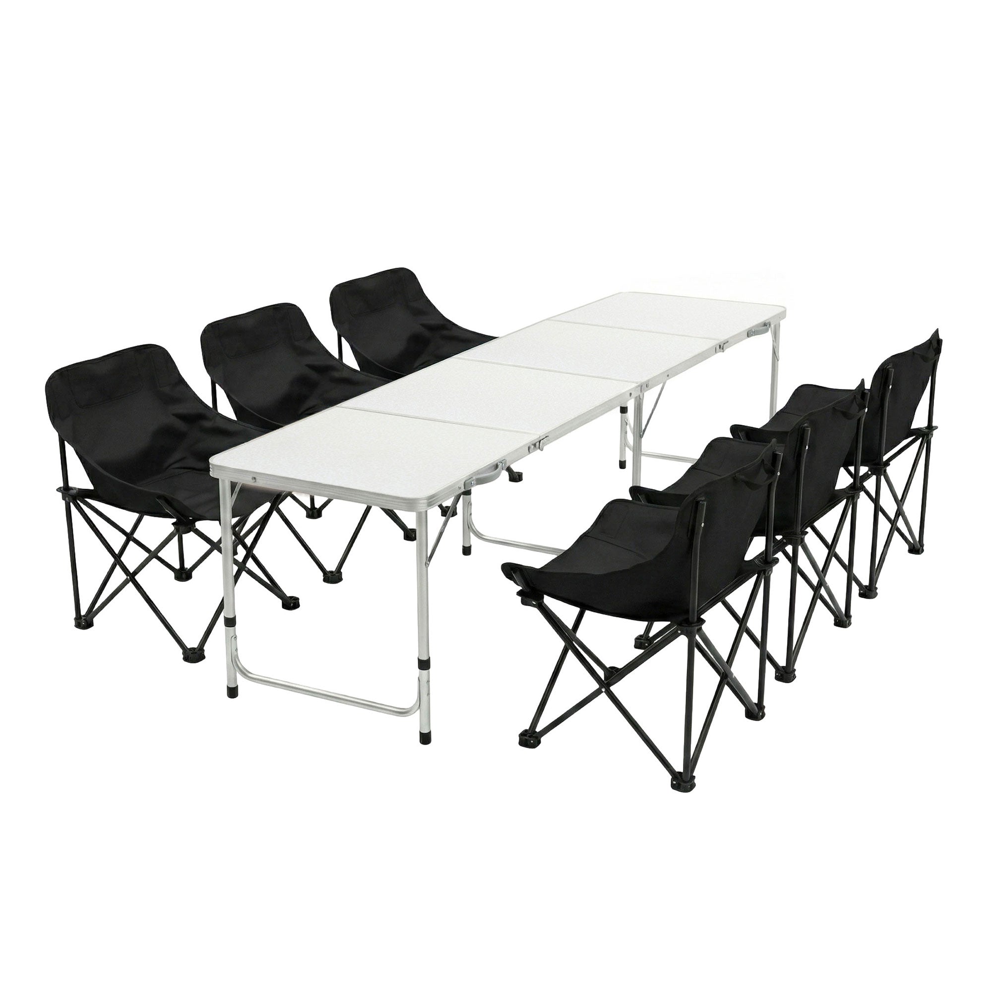 Weisshorn 7pc Camping Table Chair Set Outdoor Folding Aluminium Portable Picnic CAMP-MOON-BKX6-MDF-240