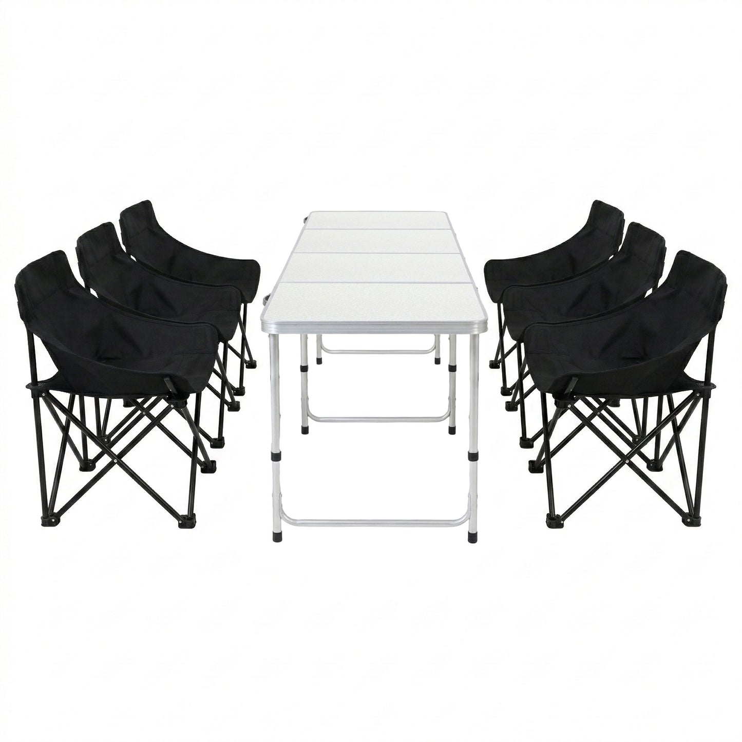 Weisshorn 7pc Camping Table Chair Set Outdoor Folding Aluminium Portable Picnic CAMP-MOON-BKX6-MDF-240