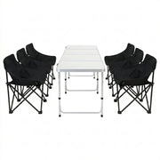 Weisshorn 7pc Camping Table Chair Set Outdoor Folding Aluminium Portable Picnic CAMP-MOON-BKX6-MDF-240