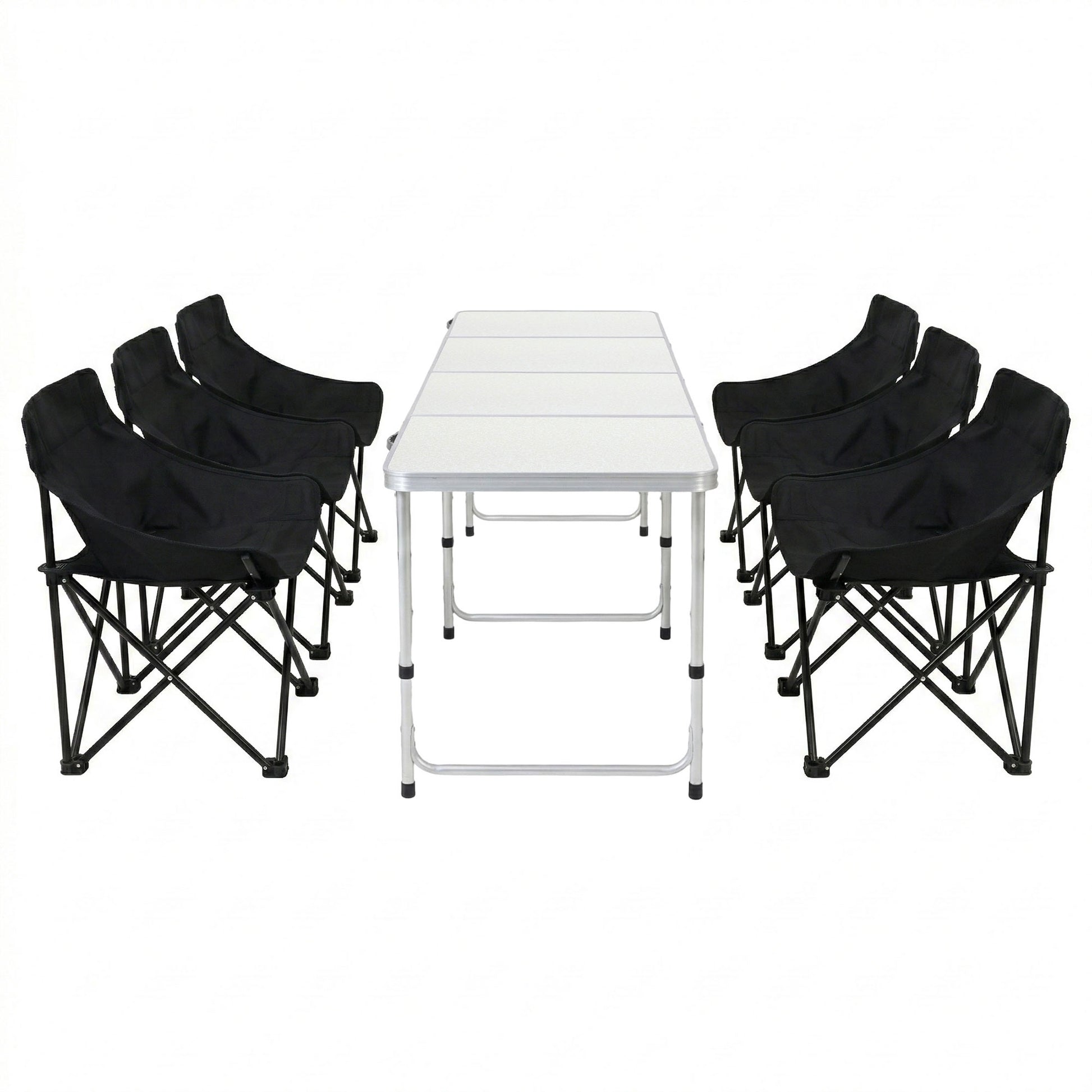 Weisshorn 7pc Camping Table Chair Set Outdoor Folding Aluminium Portable Picnic CAMP-MOON-BKX6-MDF-240