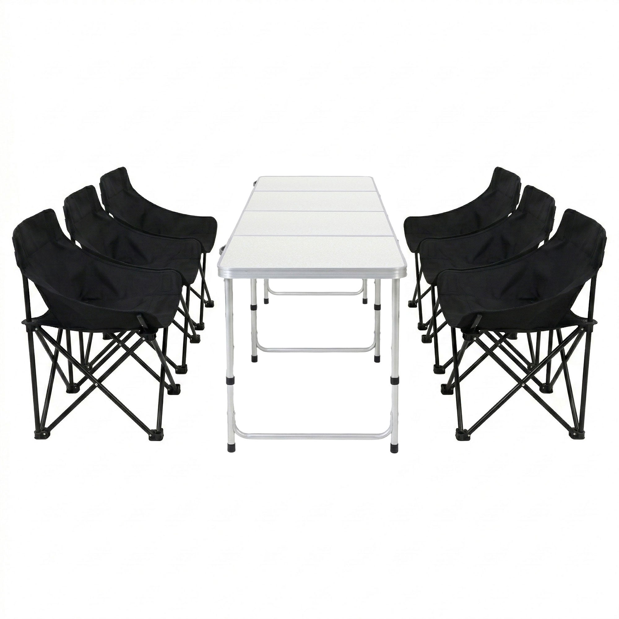 Weisshorn 7pc Camping Table Chair Set Outdoor Folding Aluminium Portable Picnic CAMP-MOON-BKX6-MDF-240