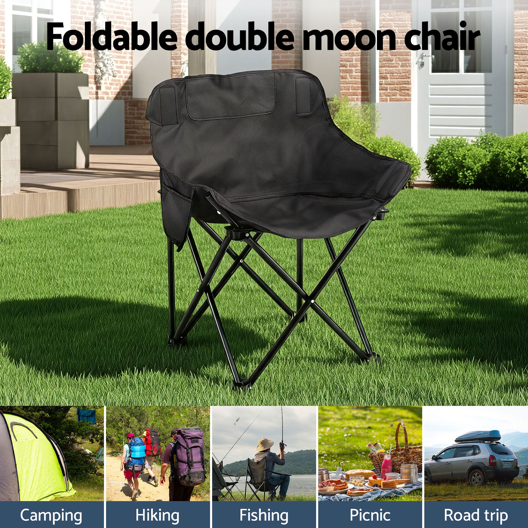 Weisshorn 7pc Camping Table Chair Set Outdoor Folding Aluminium Portable Picnic CAMP-MOON-BKX6-MDF-240