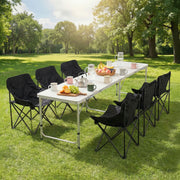 Weisshorn 7pc Camping Table Chair Set Outdoor Folding Aluminium Portable Picnic CAMP-MOON-BKX6-MDF-240