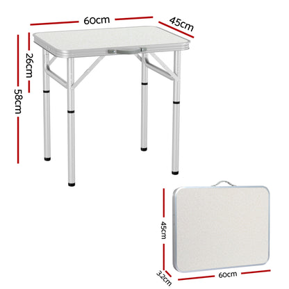 Weisshorn Folding Camping Table 60CM Adjustable Portable Outdoor Picnic Desk CAMP-T-MDF-60