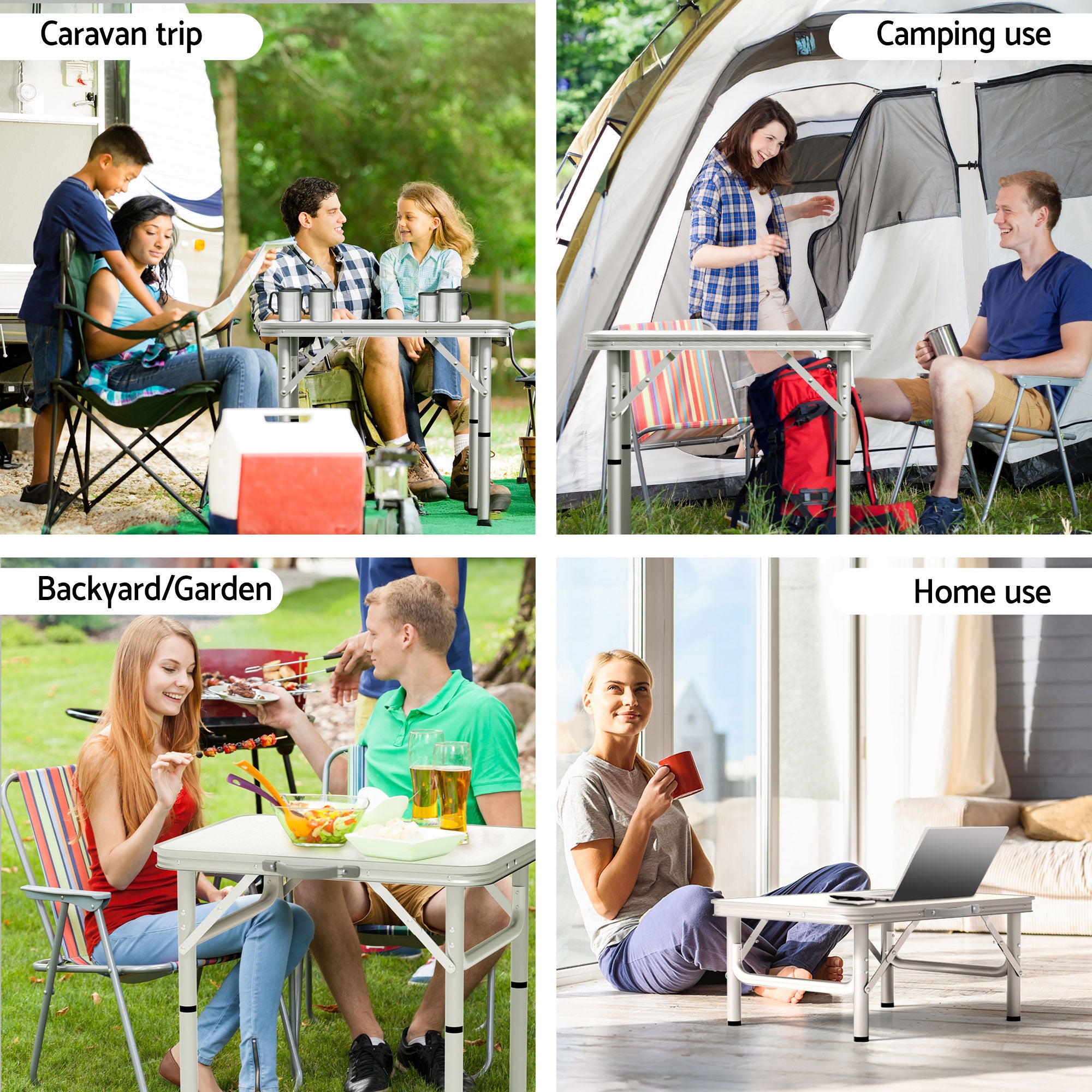 Weisshorn Folding Camping Table 60CM Adjustable Portable Outdoor Picnic Desk CAMP-T-MDF-60