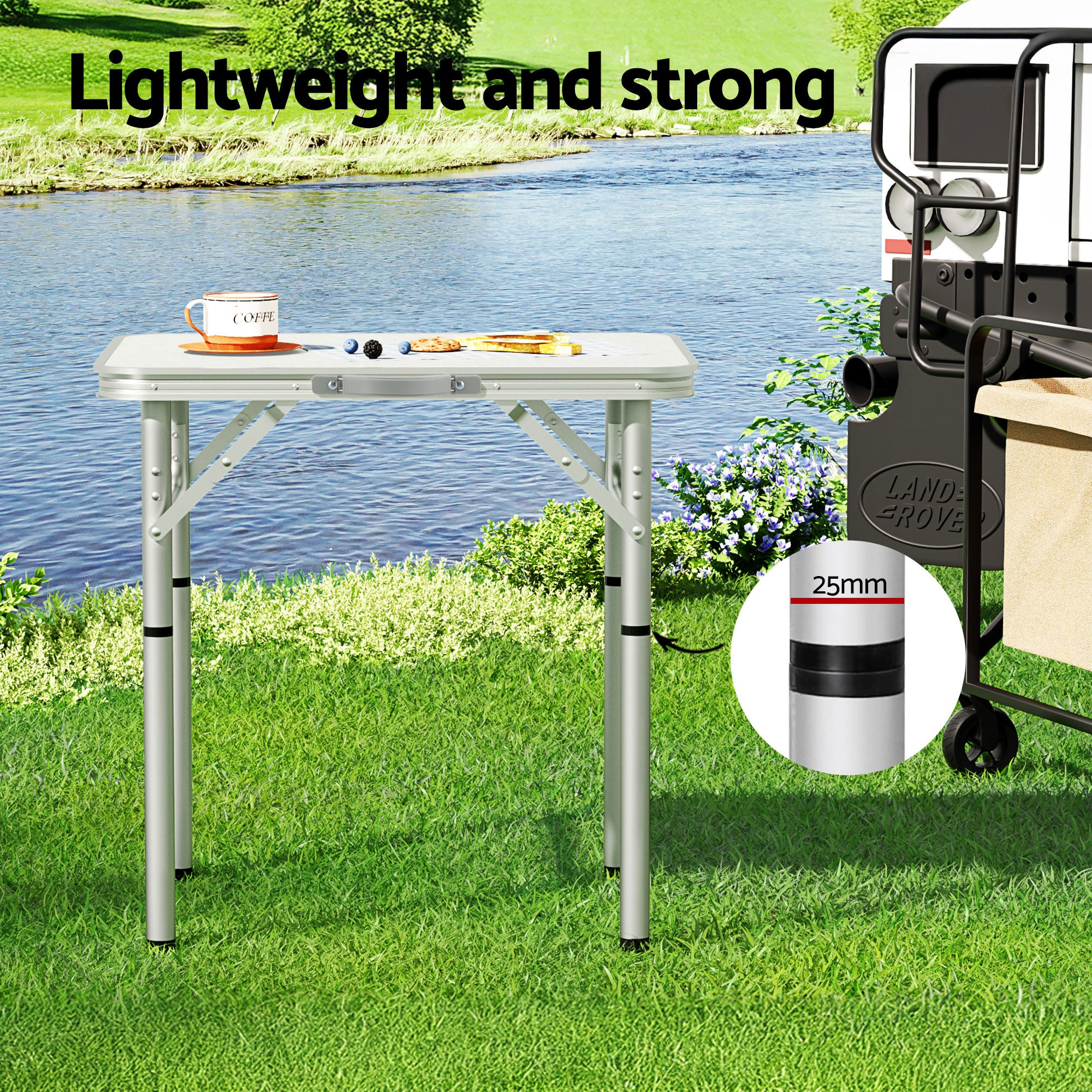 Weisshorn Folding Camping Table 60CM Adjustable Portable Outdoor Picnic Desk CAMP-T-MDF-60