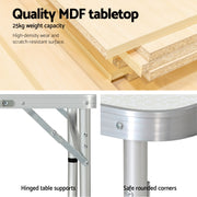 Weisshorn Folding Camping Table 60CM Adjustable Portable Outdoor Picnic Desk CAMP-T-MDF-60