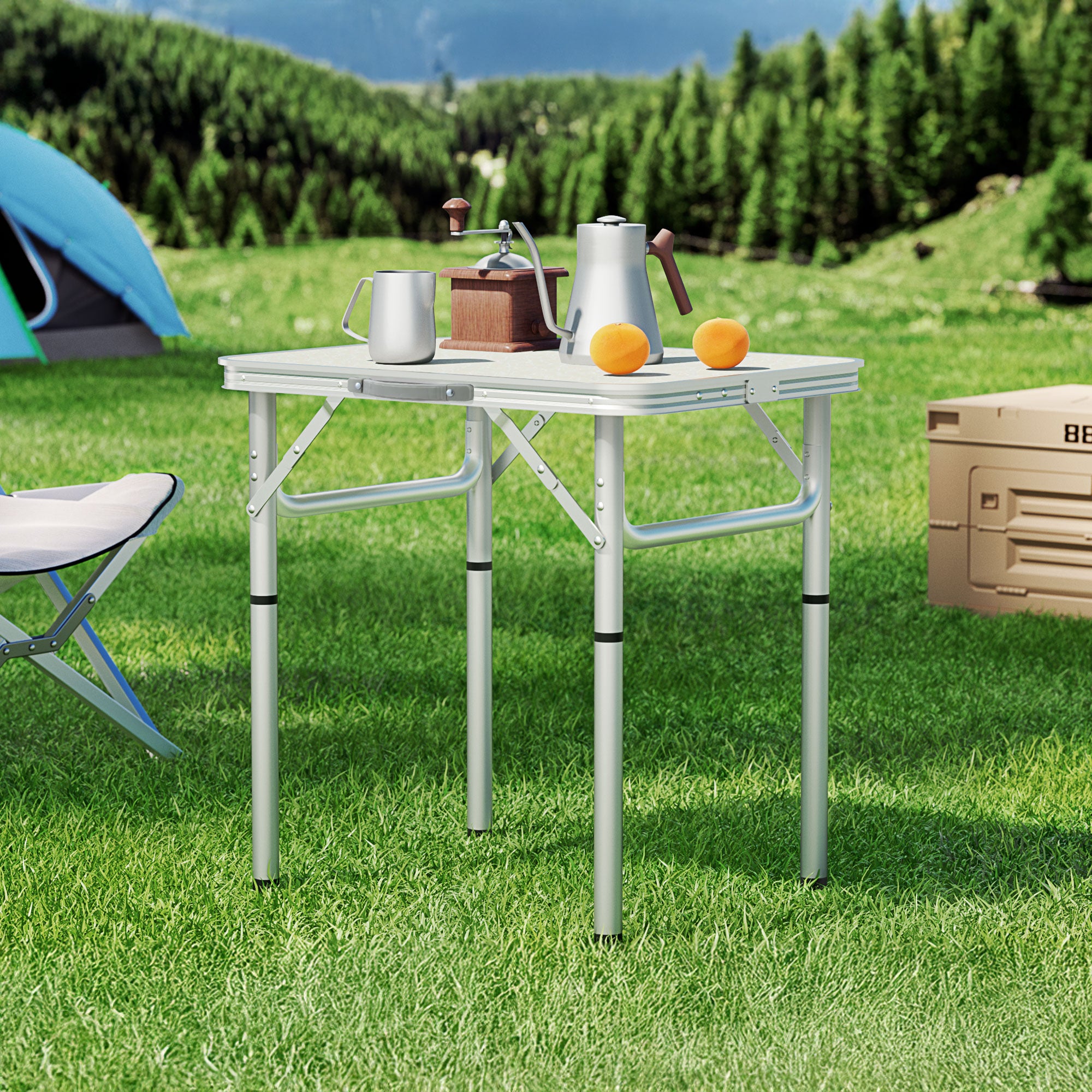 Weisshorn Folding Camping Table 60CM Adjustable Portable Outdoor Picnic Desk CAMP-T-MDF-60