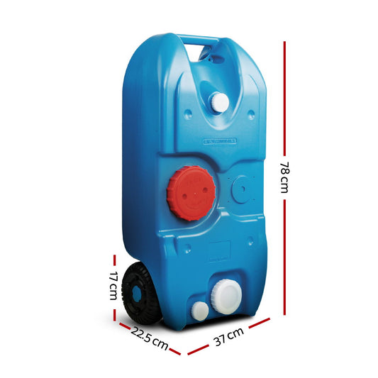 Weisshorn 40L Portable Wheel Water Tank Camping Caravan Storage Blue CAMP-TANK-40L-BLUE