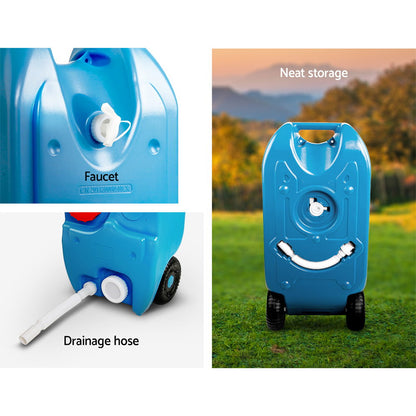 Weisshorn 40L Portable Wheel Water Tank Camping Caravan Storage Blue CAMP-TANK-40L-BLUE
