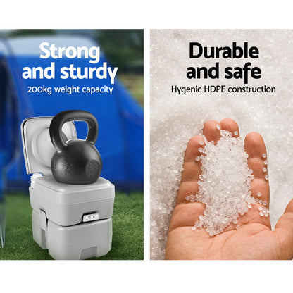 Weisshorn 20L Portable Camping Toilet Outdoor Flush Potty Boating CAMP-TOILET-20L-T