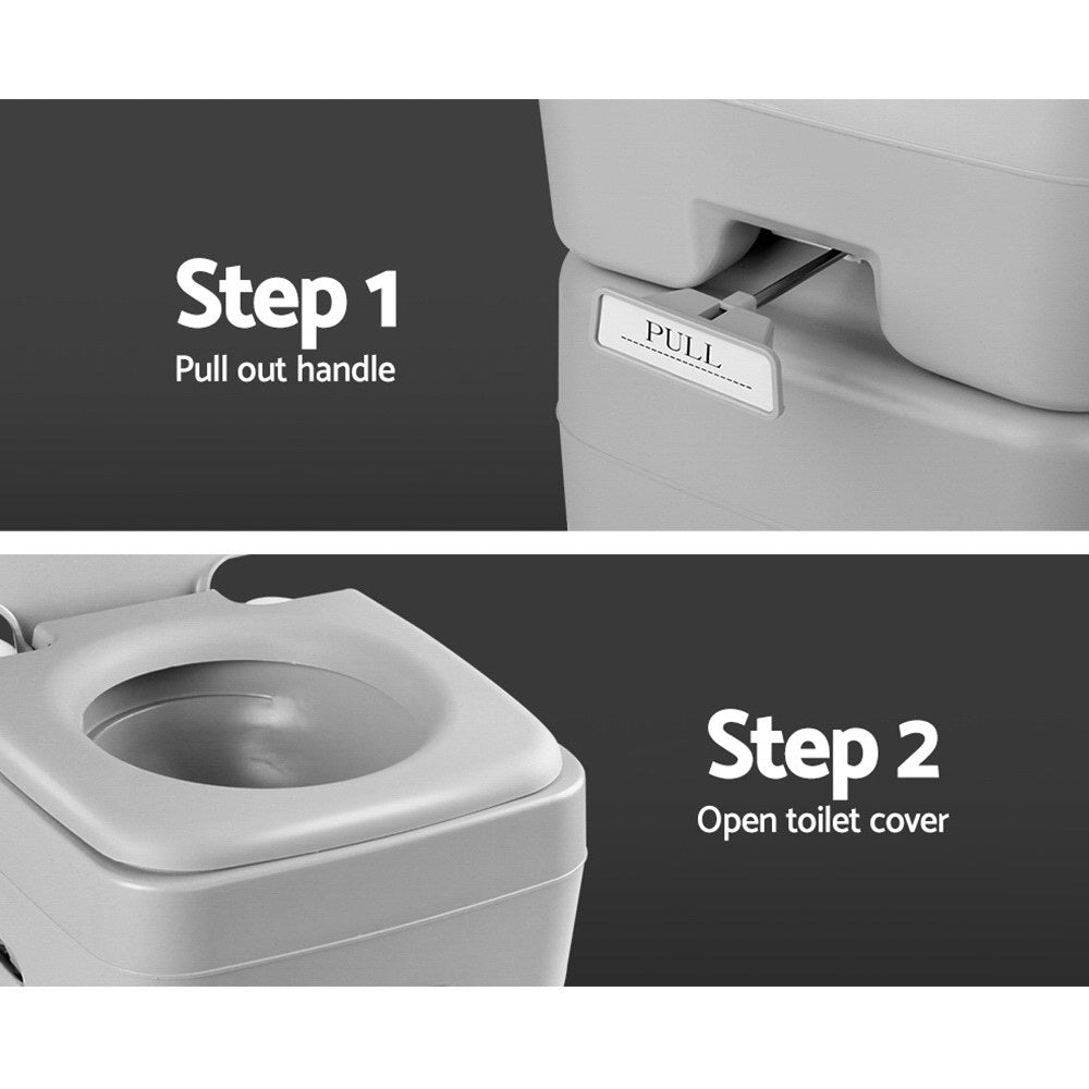 Weisshorn 20L Portable Camping Toilet Outdoor Flush Potty Boating With Bag CAMP-TOILET-20L-T-FC