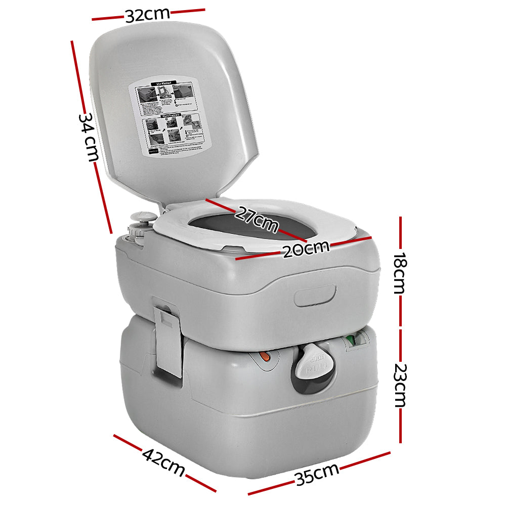 Weisshorn 22L Portable Camping Toilet Outdoor Flush Potty Boating CAMP-TOILET-22L-T