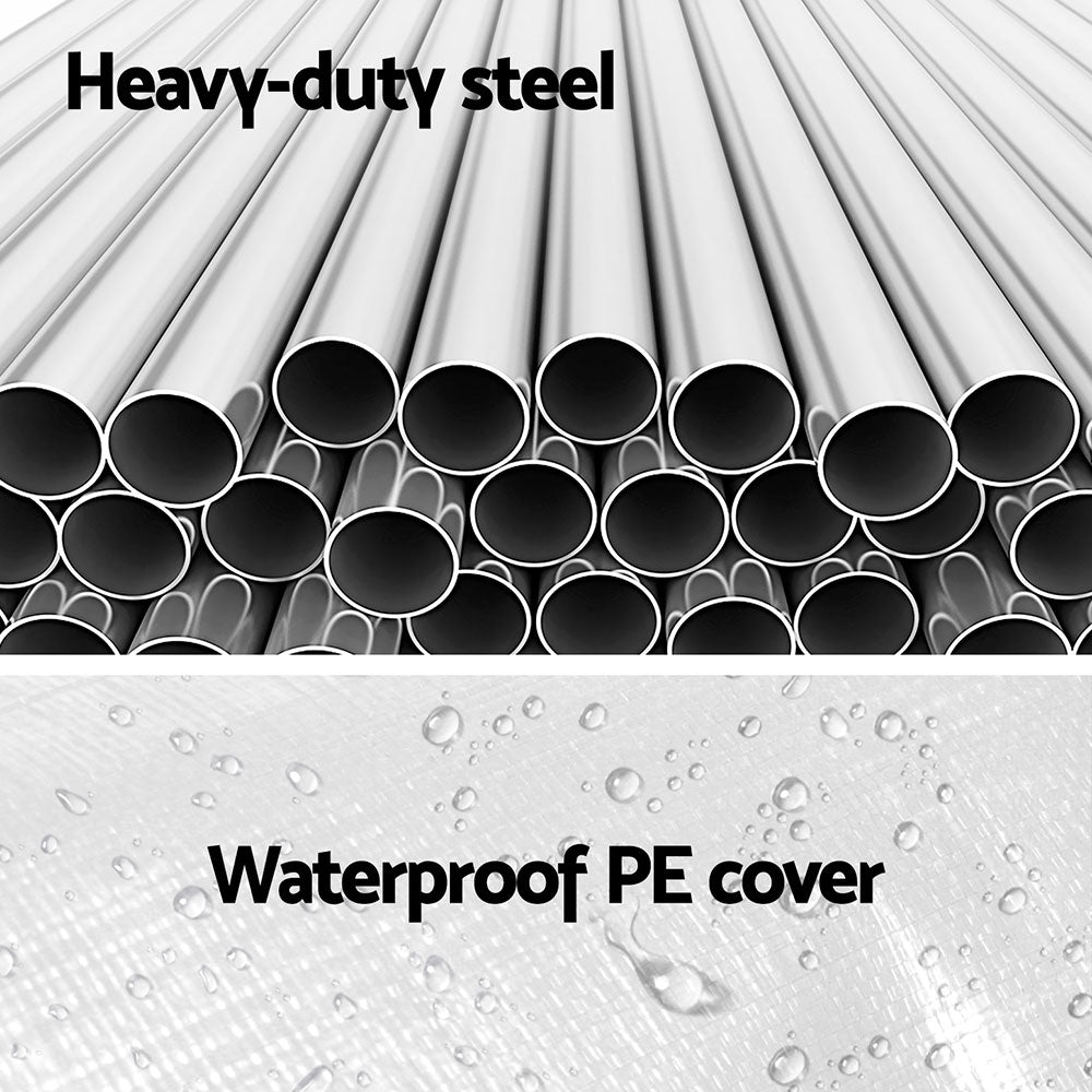 Instahut Carports 3x6m Carport Kits Steel Shelter Gazebo Canopy Garage Portable Garden Shed CAPT-H-3X6-WH-N-AB