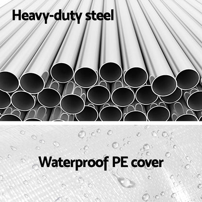Instahut Carports 6x6m Carport Kits Steel Shelter Gazebo Canopy Garage Portable Garden Shed CAPT-H-6X6-WH-N-ABC