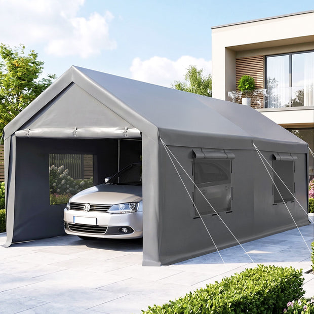 Instahut 3x6m Carports Canopy Tent Portable Garage Outdoor Steel Shelter Grey