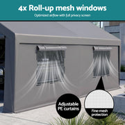 Instahut 3x6m Carports Canopy Tent Portable Garage Outdoor Steel Shelter Grey