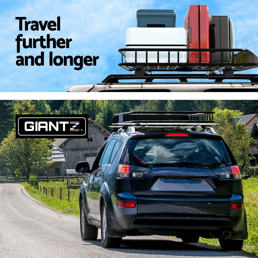 Giantz Universal Car Roof Rack Basket Luggage Vehicle Cargo Carrier 111cm Black CAR-B-RFBASKET-112