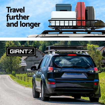 Giantz Universal Car Roof Rack Basket Luggage Vehicle Cargo Carrier 111cm Black CAR-B-RFBASKET-112