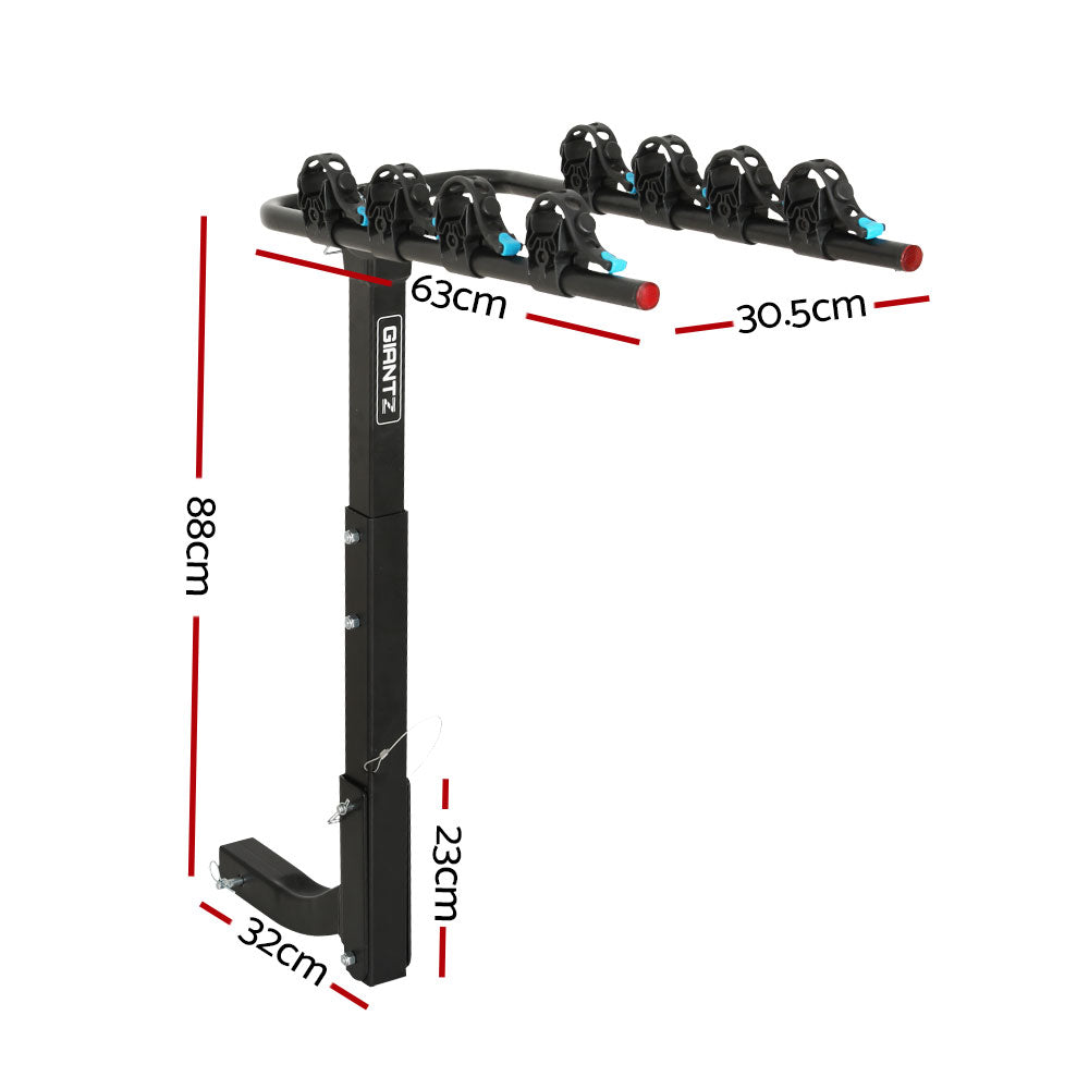 Giantz 4 Bicycle Carrier Bike Rack Car Rear Hitch Mount 2" Towbar Foldable,Giantz 4 Bicycle Carrier Bike Rack CAR-BK-CARRIER-UTUBE4