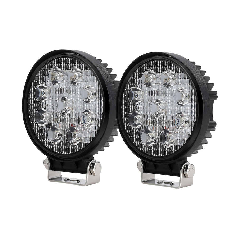 Giantz Pair LED Driving Lights 4.5 Inch Flood Spot Lights Car Truck SUV 12V 24V CAR-DL-LED-RO-5-SET-BK