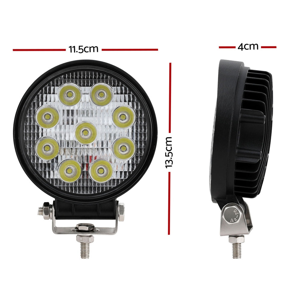 Giantz Pair LED Driving Lights 4.5 Inch Flood Spot Lights Car Truck SUV 12V 24V CAR-DL-LED-RO-5-SET-BK