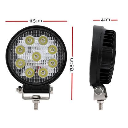 Giantz Pair LED Driving Lights 4.5 Inch Flood Spot Lights Car Truck SUV 12V 24V CAR-DL-LED-RO-5-SET-BK