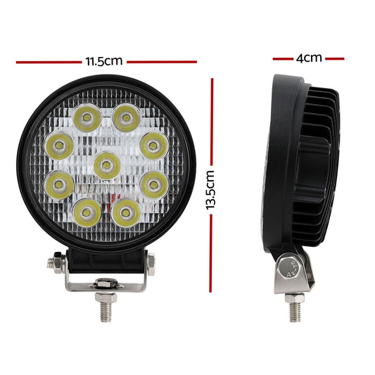 Giantz Pair LED Driving Lights 4.5 Inch Flood Spot Lights Car Truck SUV 12V 24V CAR-DL-LED-RO-5-SET-BK