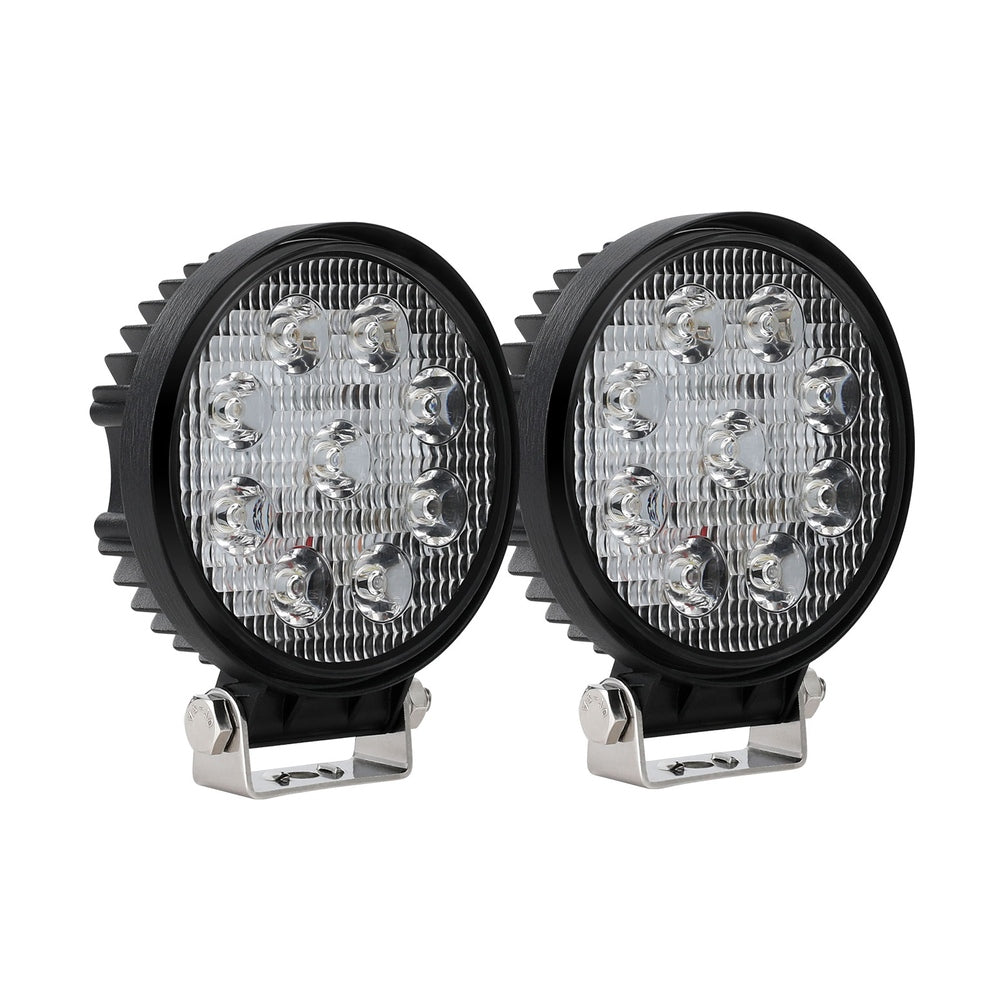Giantz Pair LED Driving Lights 4.5 Inch Flood Spot Lights Car Truck SUV 12V 24V CAR-DL-LED-RO-5-SET-BK