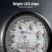 Giantz Pair LED Driving Lights 4.5 Inch Flood Spot Lights Car Truck SUV 12V 24V CAR-DL-LED-RO-5-SET-BK