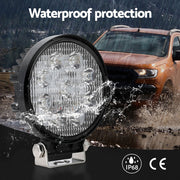Giantz Pair LED Driving Lights 4.5 Inch Flood Spot Lights Car Truck SUV 12V 24V CAR-DL-LED-RO-5-SET-BK