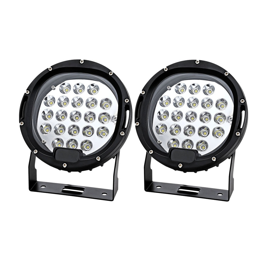 Giantz Pair LED Driving Lights 7 Inch Flood Spot Lights Car Truck SUV 12V 24V CAR-DL-LED-RO-7-SET-BK