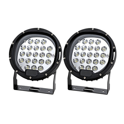 Giantz Pair LED Driving Lights 7 Inch Flood Spot Lights Car Truck SUV 12V 24V CAR-DL-LED-RO-7-SET-BK