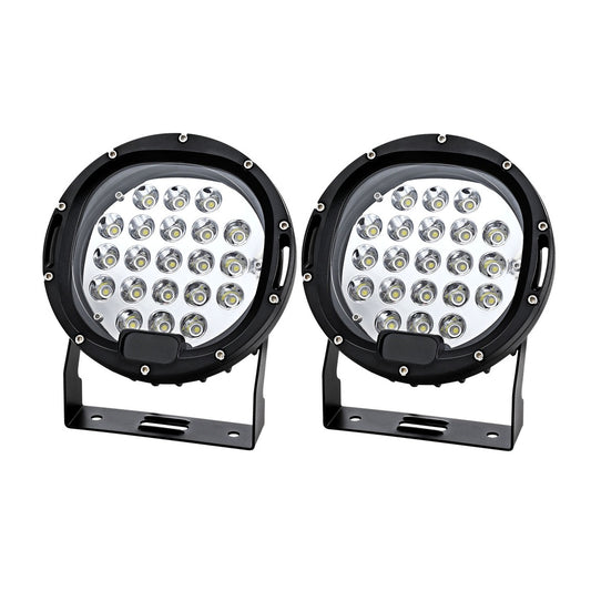 Giantz Pair LED Driving Lights 7 Inch Flood Spot Lights Car Truck SUV 12V 24V CAR-DL-LED-RO-7-SET-BK