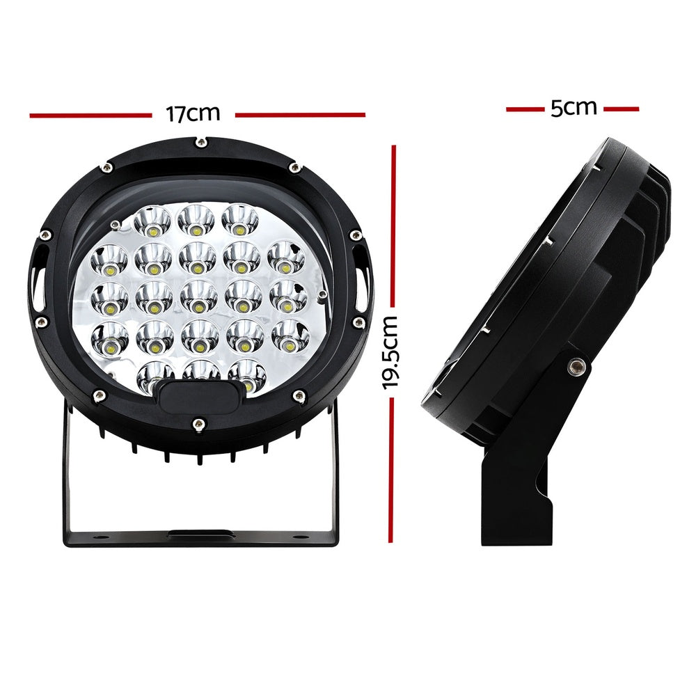 Giantz Pair LED Driving Lights 7 Inch Flood Spot Lights Car Truck SUV 12V 24V CAR-DL-LED-RO-7-SET-BK