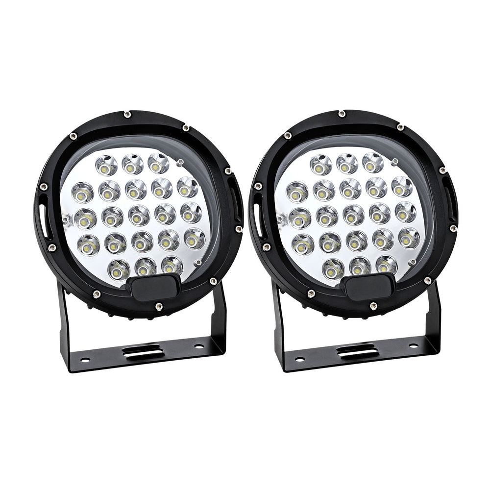 Giantz Pair LED Driving Lights 7 Inch Flood Spot Lights Car Truck SUV 12V 24V CAR-DL-LED-RO-7-SET-BK