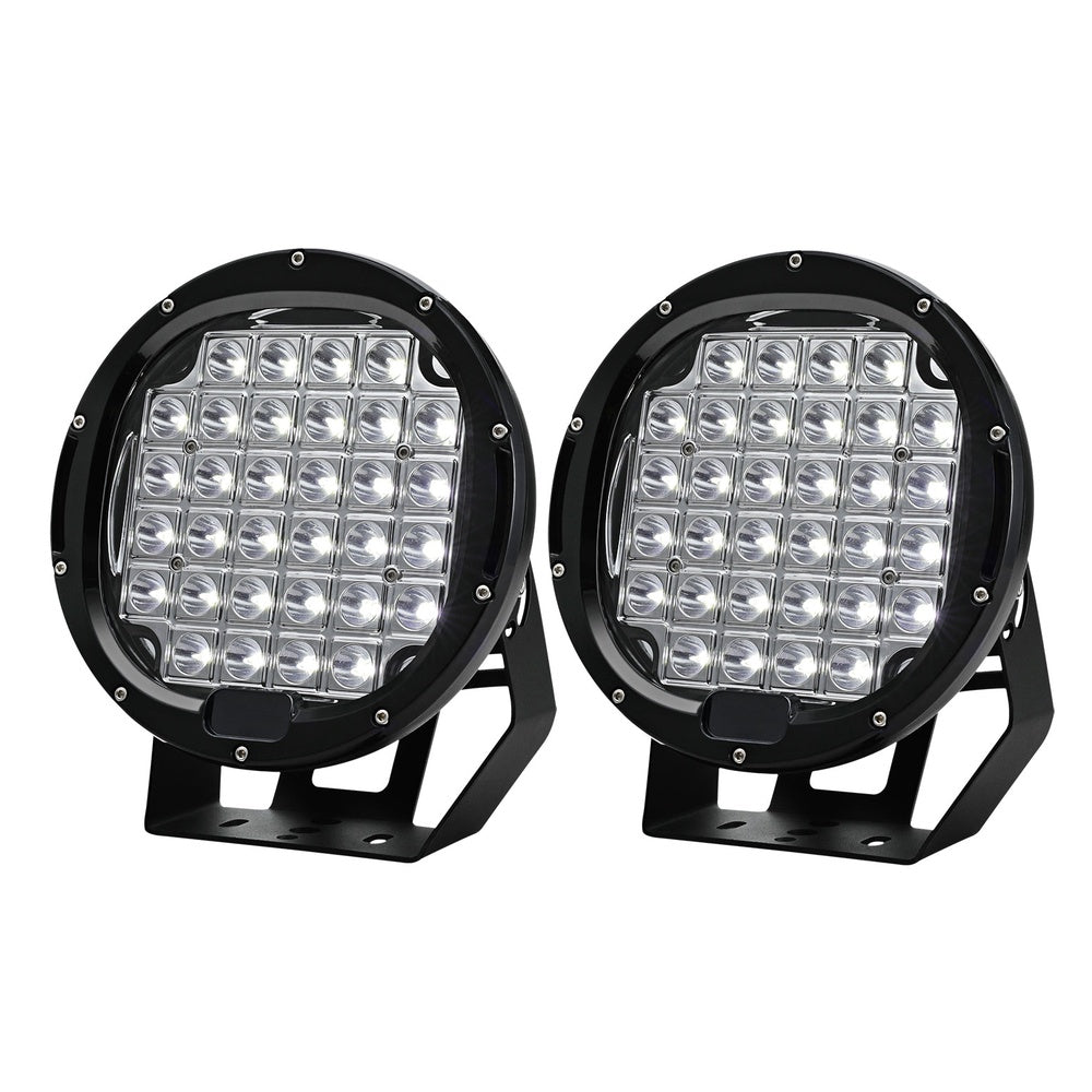 Giantz Pair LED Driving Lights 9 Inch Flood Spot Lights Car Truck SUV 12V 24V CAR-DL-LED-RO-9-SET-BK