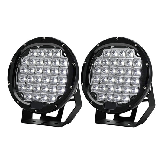 Giantz Pair LED Driving Lights 9 Inch Flood Spot Lights Car Truck SUV 12V 24V CAR-DL-LED-RO-9-SET-BK