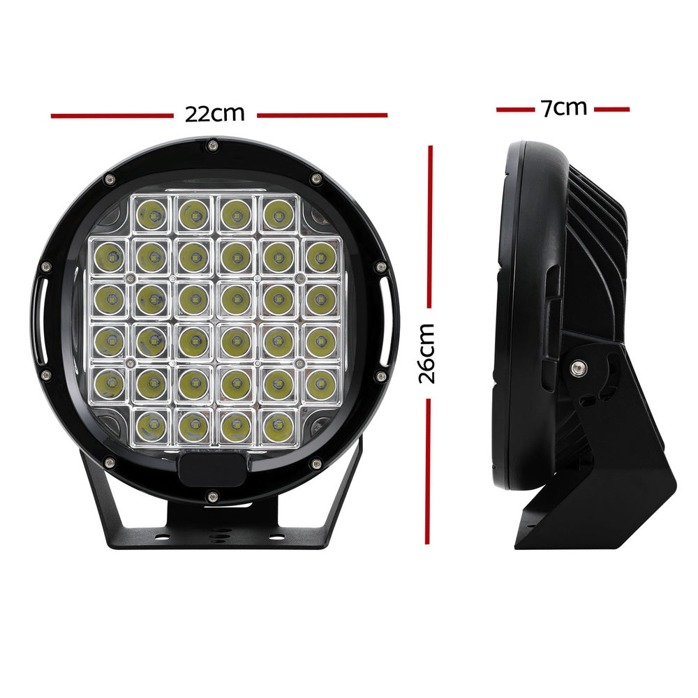 Giantz Pair LED Driving Lights 9 Inch Flood Spot Lights Car Truck SUV 12V 24V CAR-DL-LED-RO-9-SET-BK