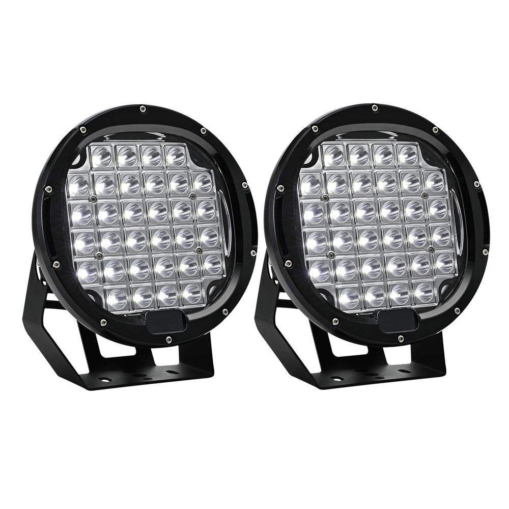 Giantz Pair LED Driving Lights 9 Inch Flood Spot Lights Car Truck SUV 12V 24V CAR-DL-LED-RO-9-SET-BK