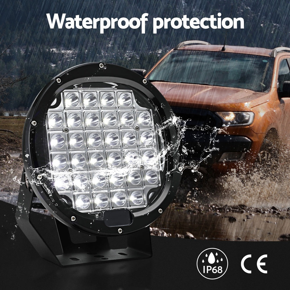 Giantz Pair LED Driving Lights 9 Inch Flood Spot Lights Car Truck SUV 12V 24V CAR-DL-LED-RO-9-SET-BK