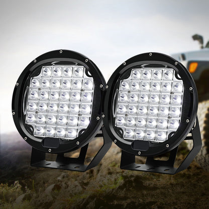 Giantz Pair LED Driving Lights 9 Inch Flood Spot Lights Car Truck SUV 12V 24V CAR-DL-LED-RO-9-SET-BK